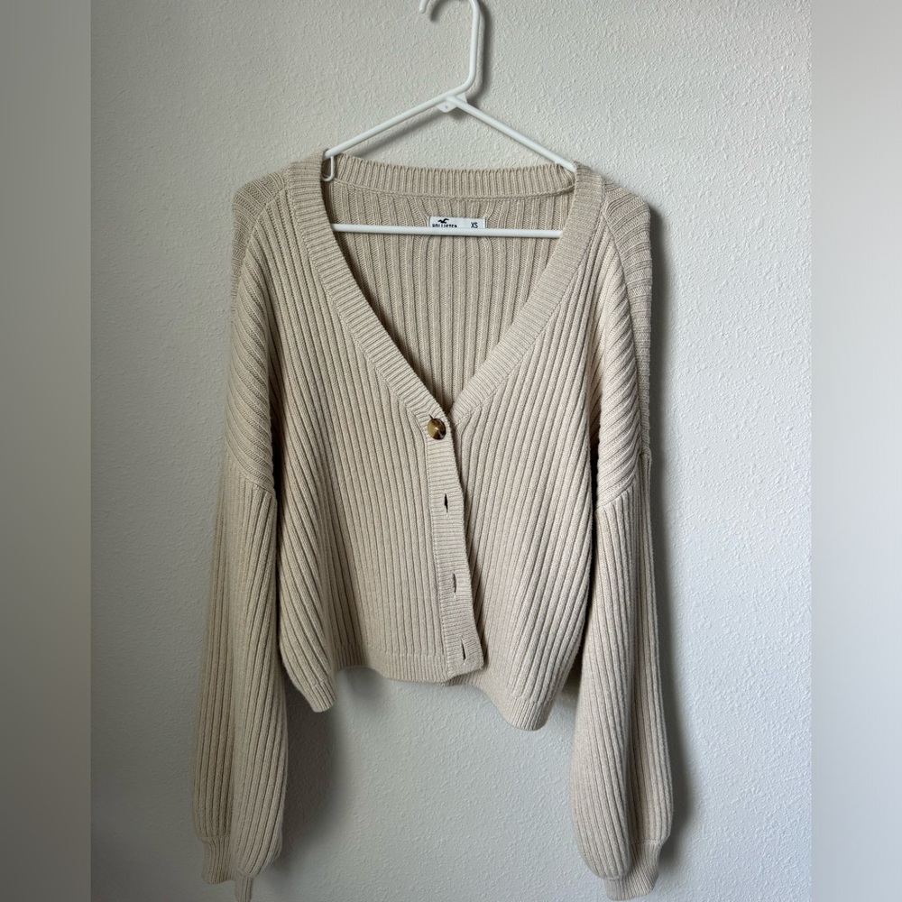 Hollister Easy Cozy Ribbed Cardigan Cream Women’s XS